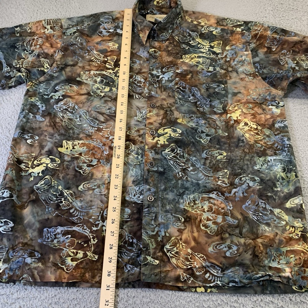 Johari West Shirt Mens XL Button Up Hawaiian Bass Fish All Over Print Pocket - Picture 6 of 9